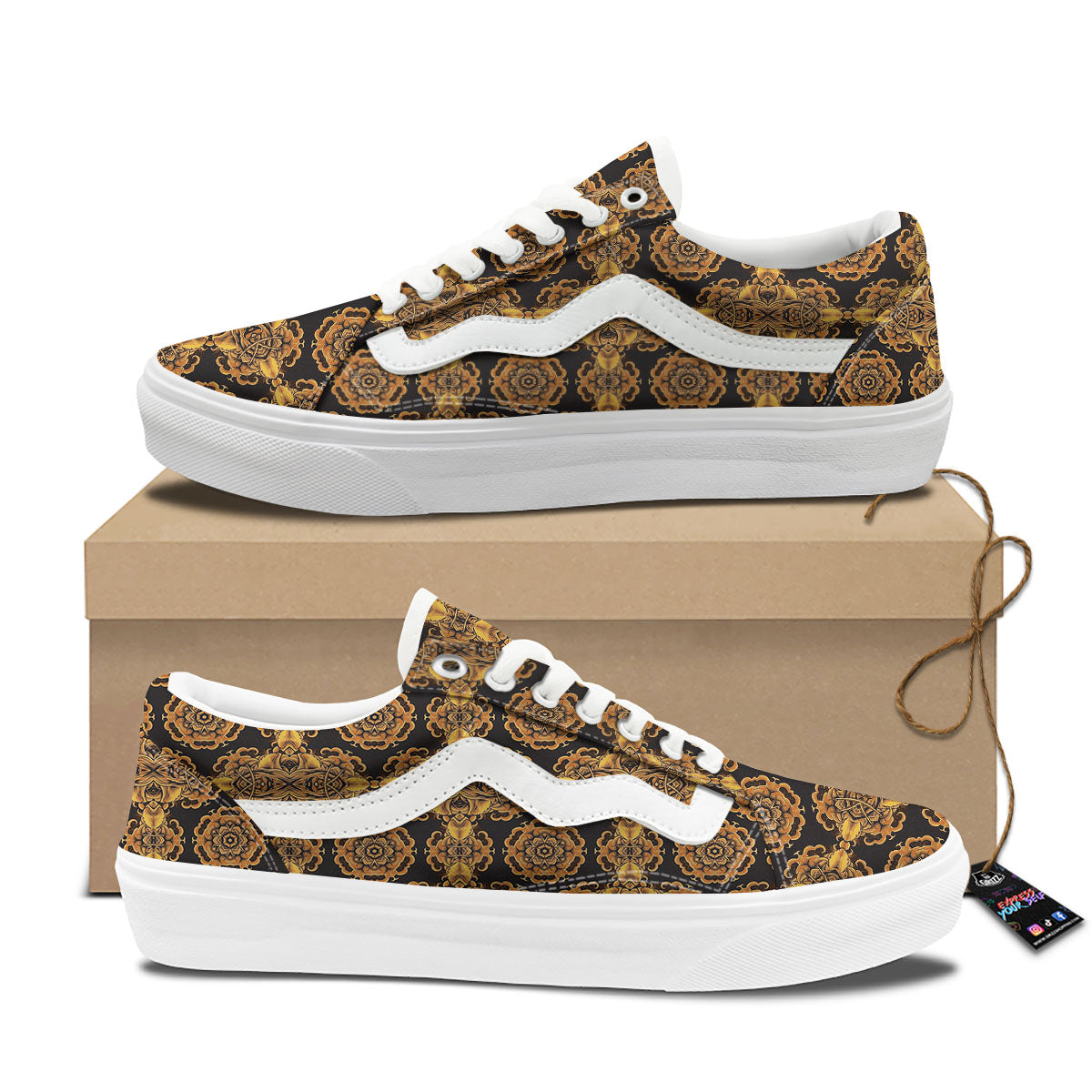 Kaleidoscope Gold Print Skate Shoes-grizzshop