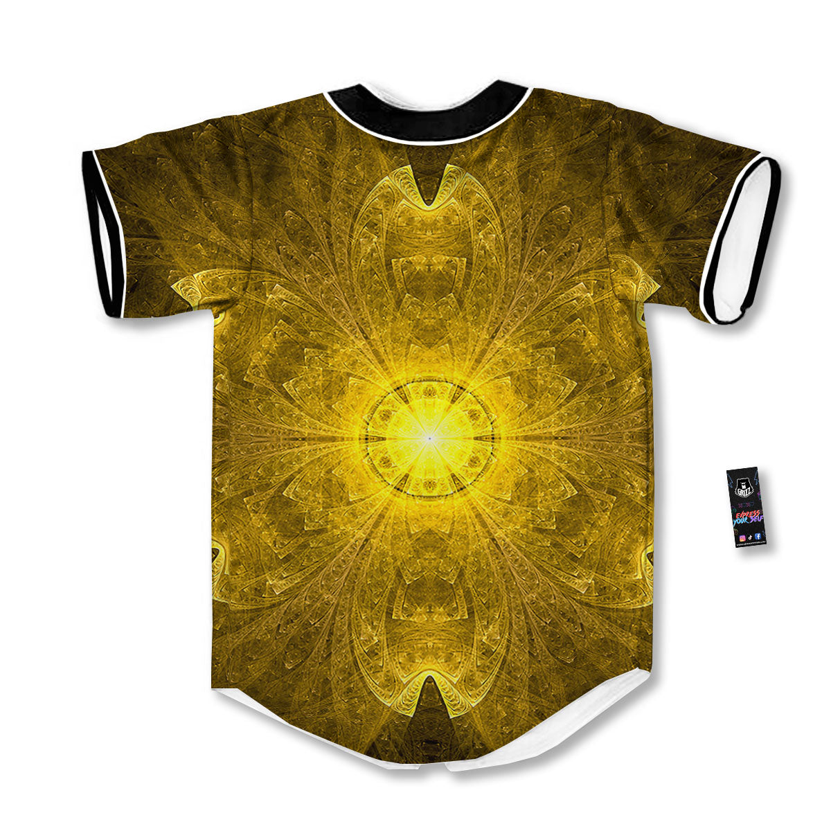 Kaleidoscope Golden Print Baseball Jersey-grizzshop