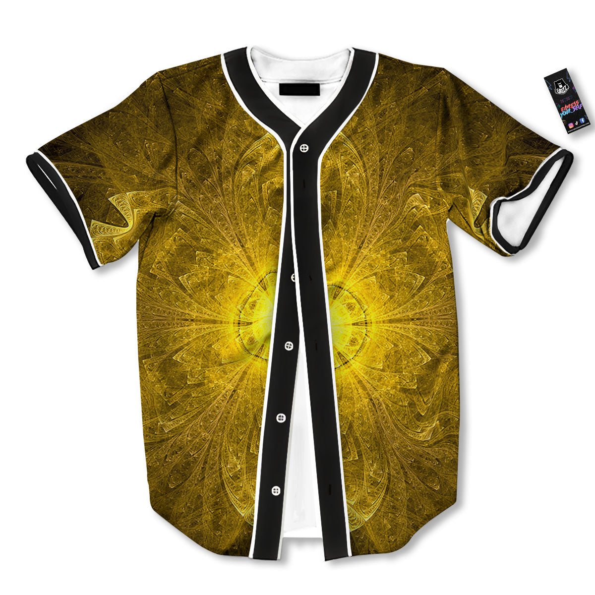Kaleidoscope Golden Print Baseball Jersey-grizzshop