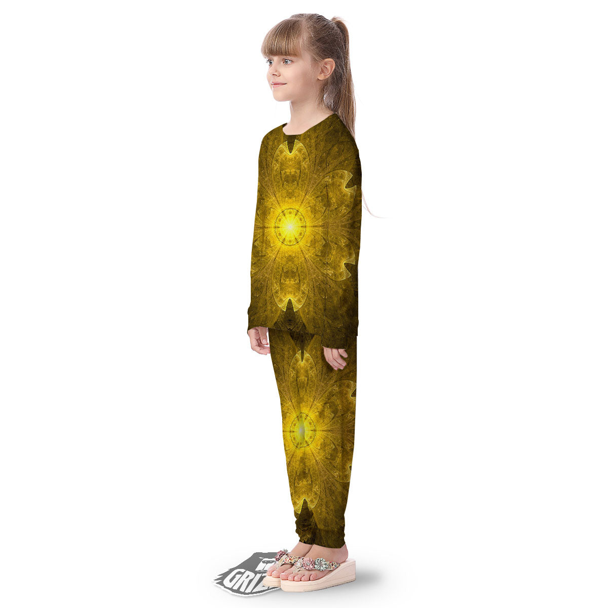 Kaleidoscope Golden Print Kid's Pajamas-grizzshop