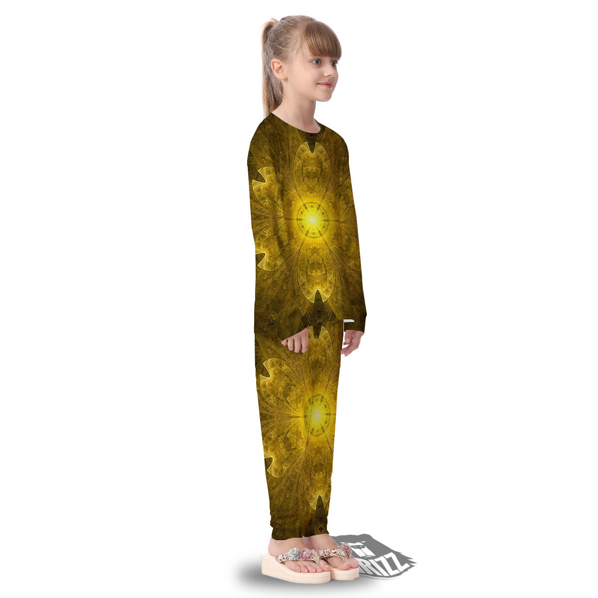 Kaleidoscope Golden Print Kid's Pajamas-grizzshop