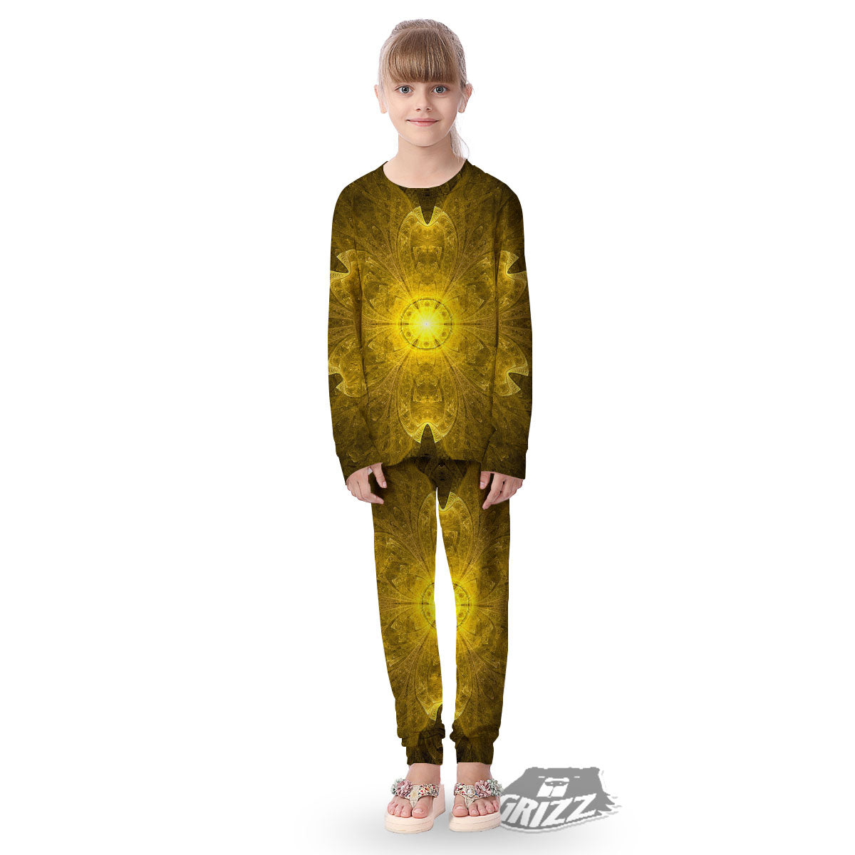 Kaleidoscope Golden Print Kid's Pajamas-grizzshop