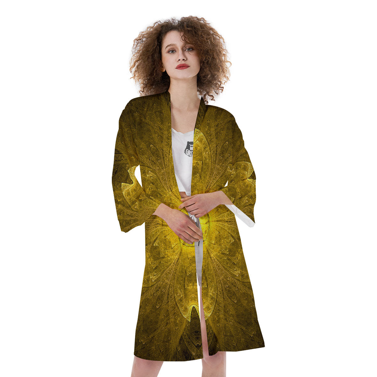 Kaleidoscope Golden Print Kimono-grizzshop