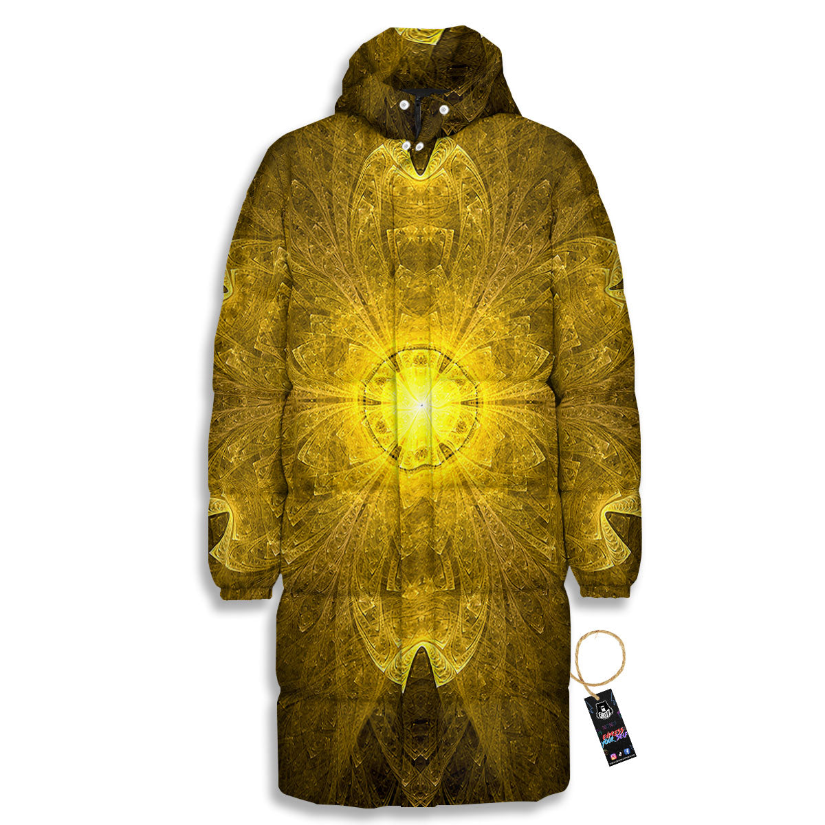 Kaleidoscope Golden Print Long Down Jacket-grizzshop