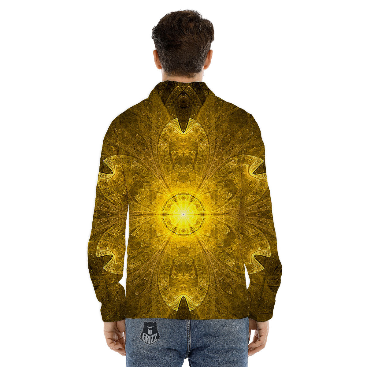 Kaleidoscope Golden Print Men's Dress Shirts-grizzshop