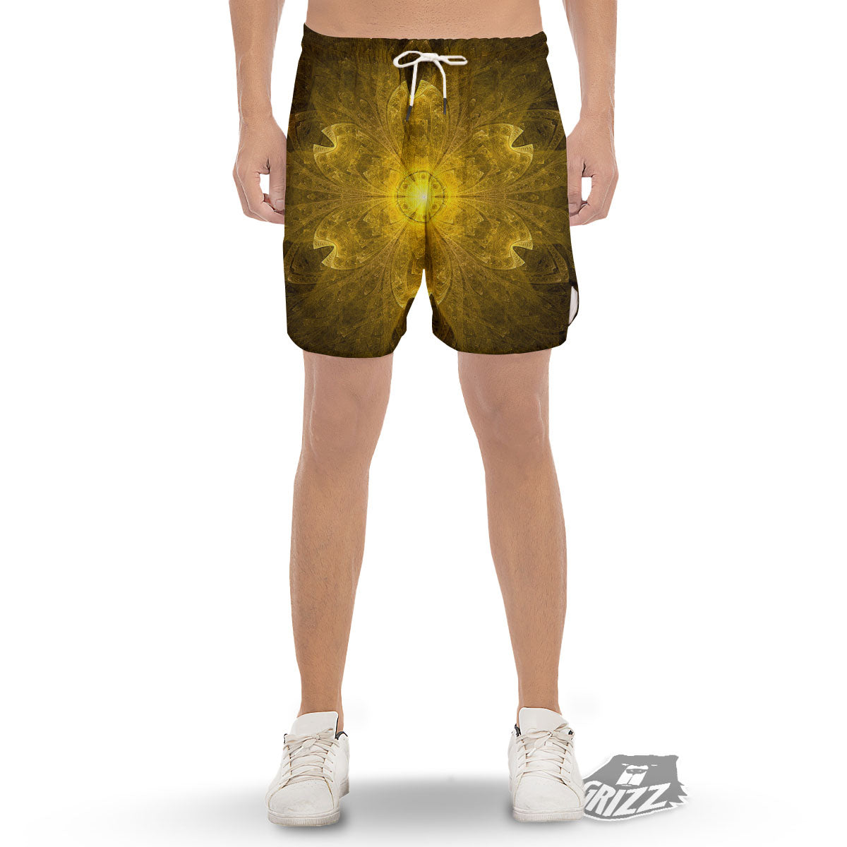 Kaleidoscope Golden Print Men's Gym Shorts-grizzshop