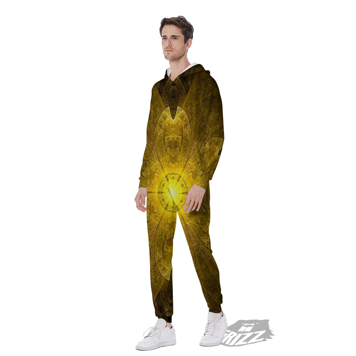 Kaleidoscope Golden Print Men's Jumpsuit-grizzshop