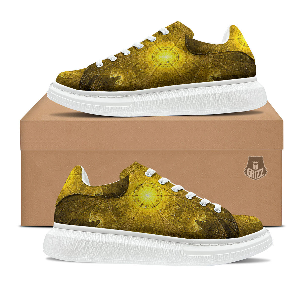 Kaleidoscope Golden Print Platform Shoes-grizzshop