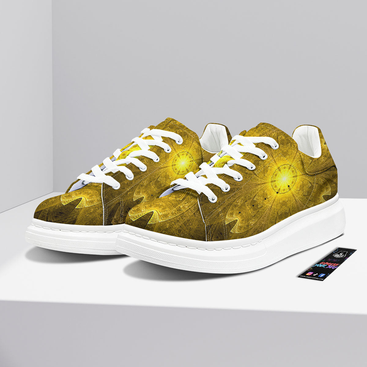 Kaleidoscope Golden Print Platform Shoes-grizzshop