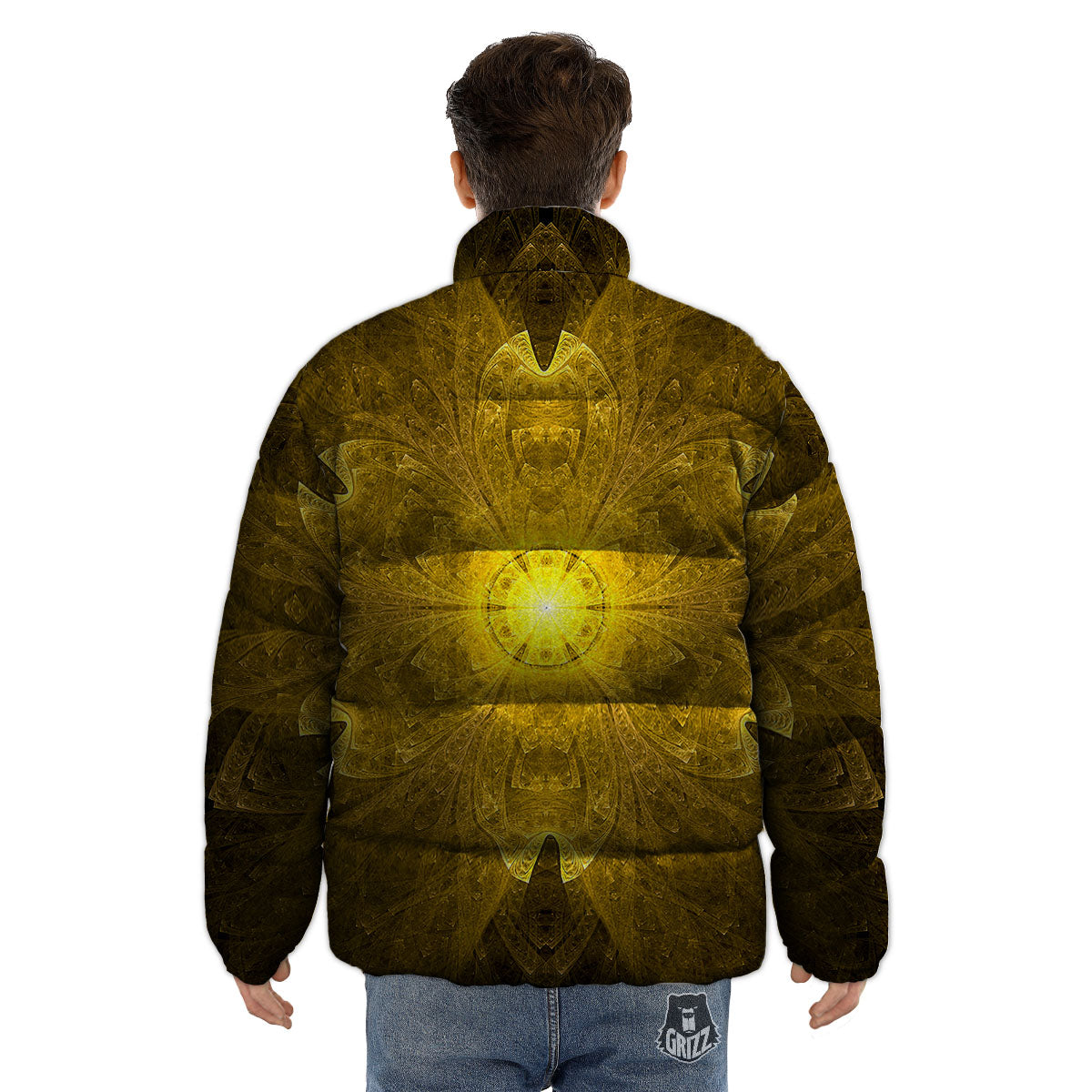 Kaleidoscope Golden Print Puffer Jacket-grizzshop