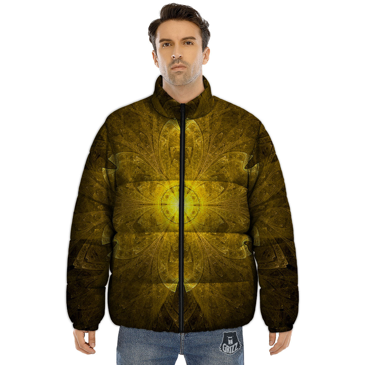 Kaleidoscope Golden Print Puffer Jacket-grizzshop