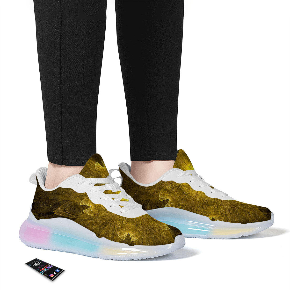Kaleidoscope Golden Print Running Sneakers-grizzshop