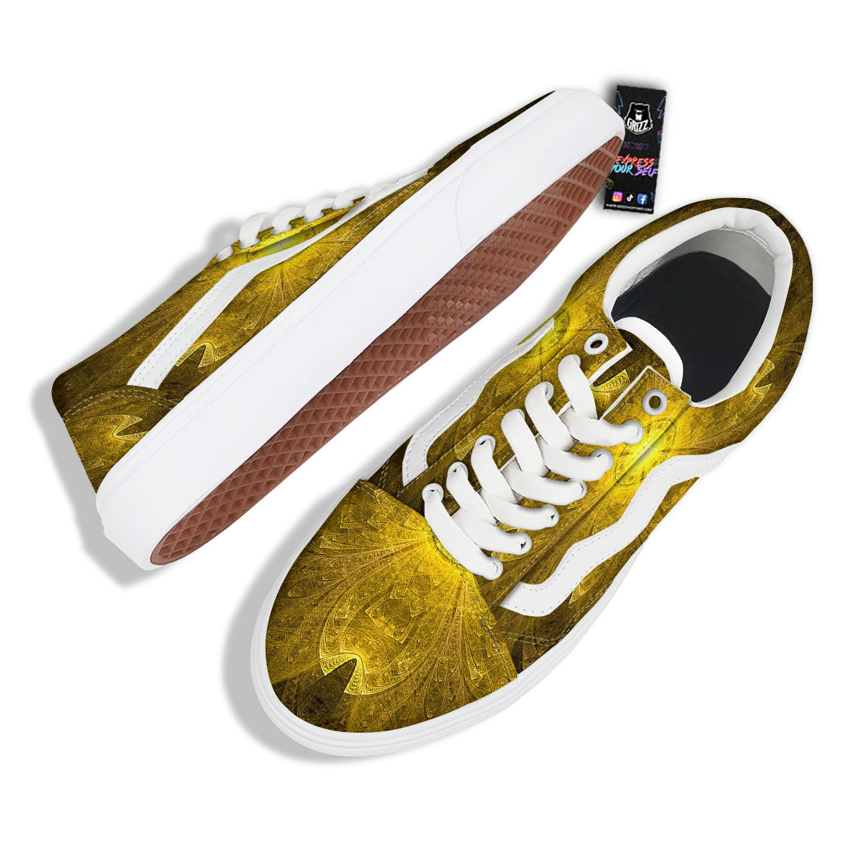 Kaleidoscope Golden Print Skate Shoes-grizzshop