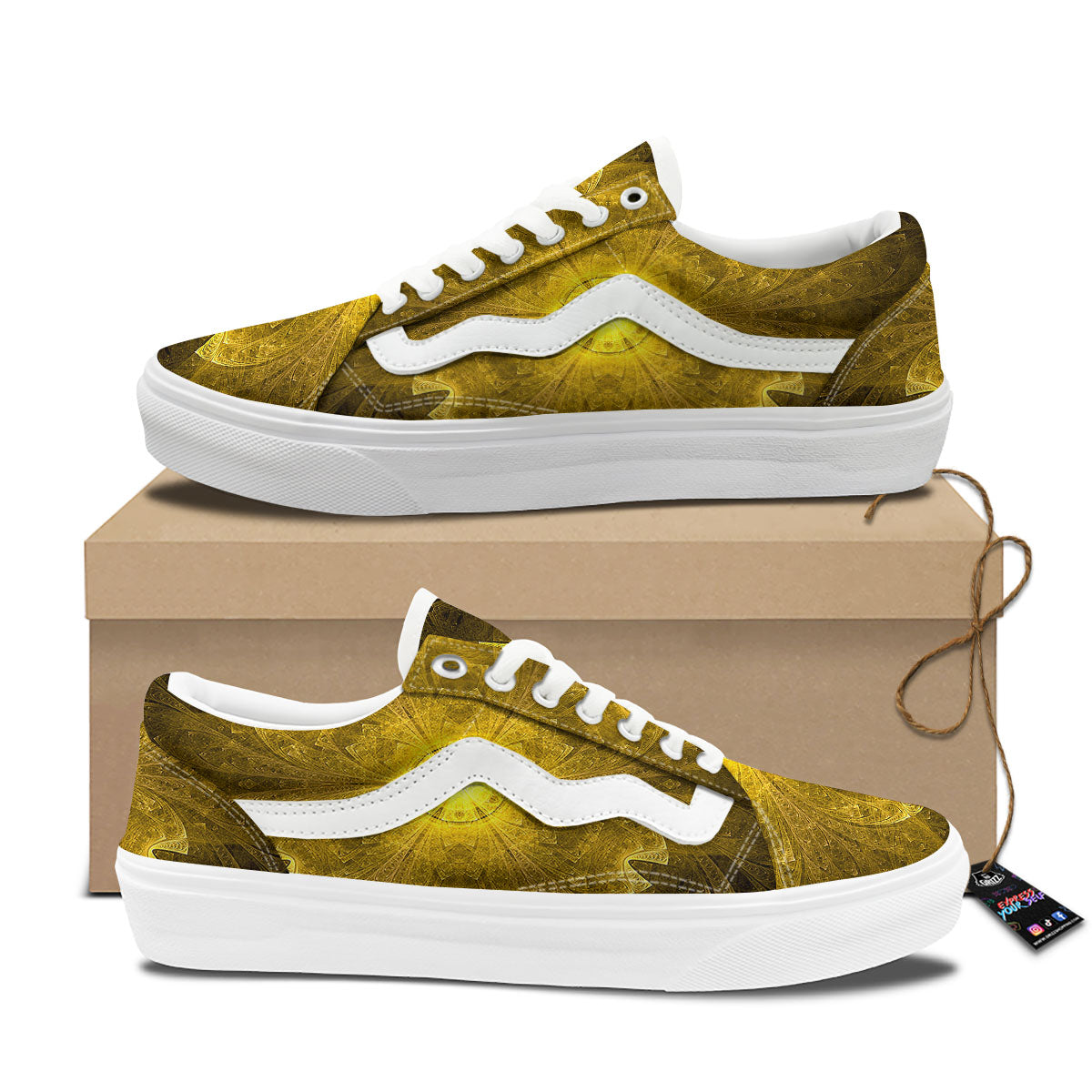 Kaleidoscope Golden Print Skate Shoes-grizzshop