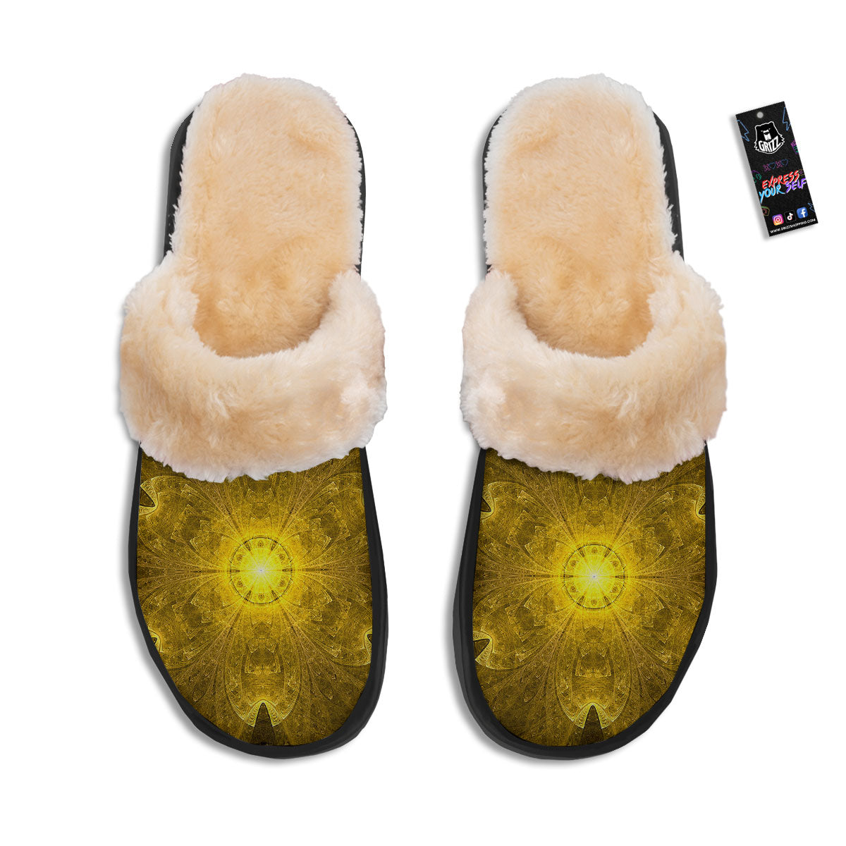 Kaleidoscope Golden Print Slippers-grizzshop