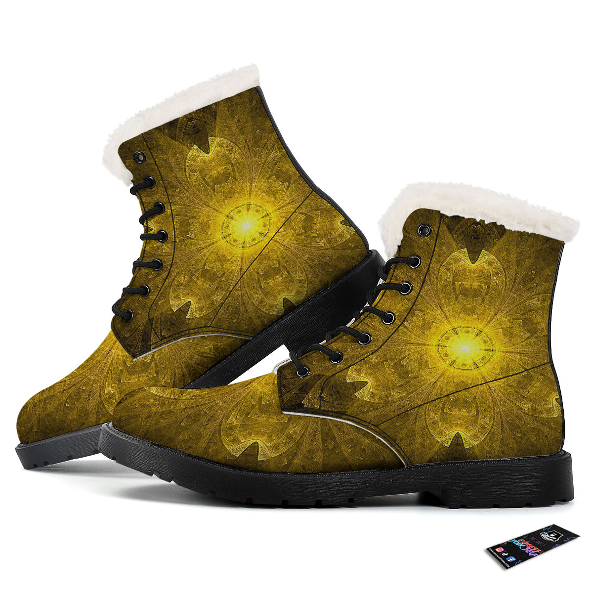 Kaleidoscope Golden Print Winter Boots-grizzshop