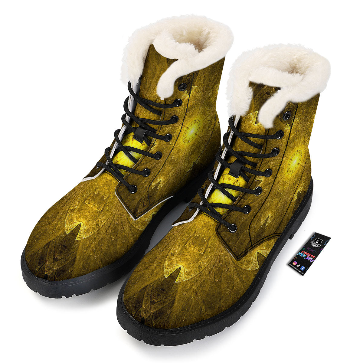 Kaleidoscope Golden Print Winter Boots-grizzshop