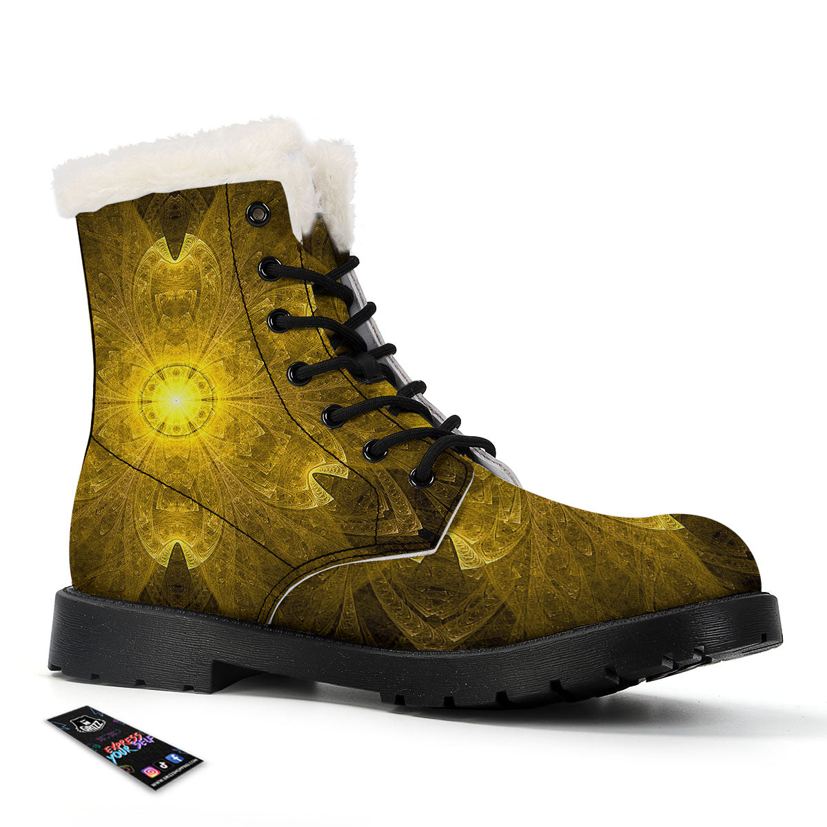 Kaleidoscope Golden Print Winter Boots-grizzshop