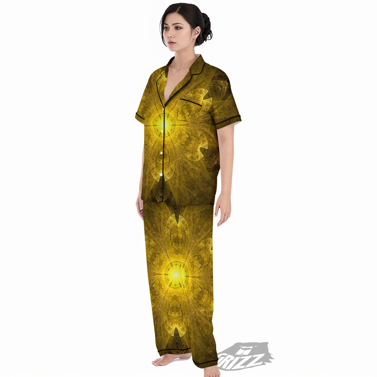 Kaleidoscope Golden Print Women's Pajamas Set-grizzshop