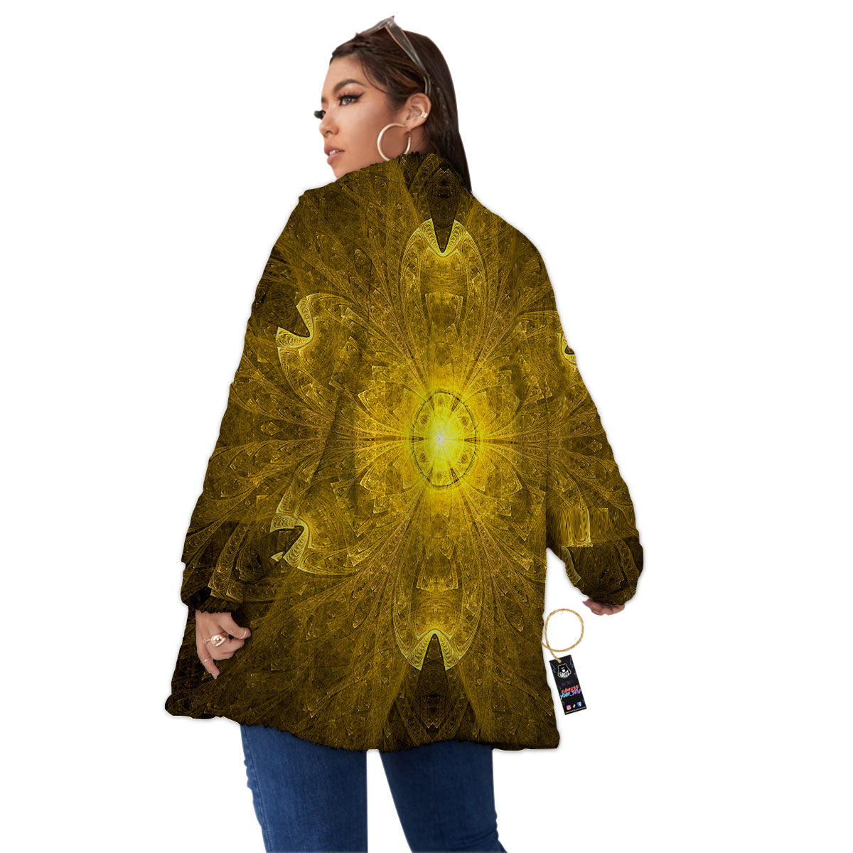 Kaleidoscope Golden Print Women's Sherpa Jacket-grizzshop