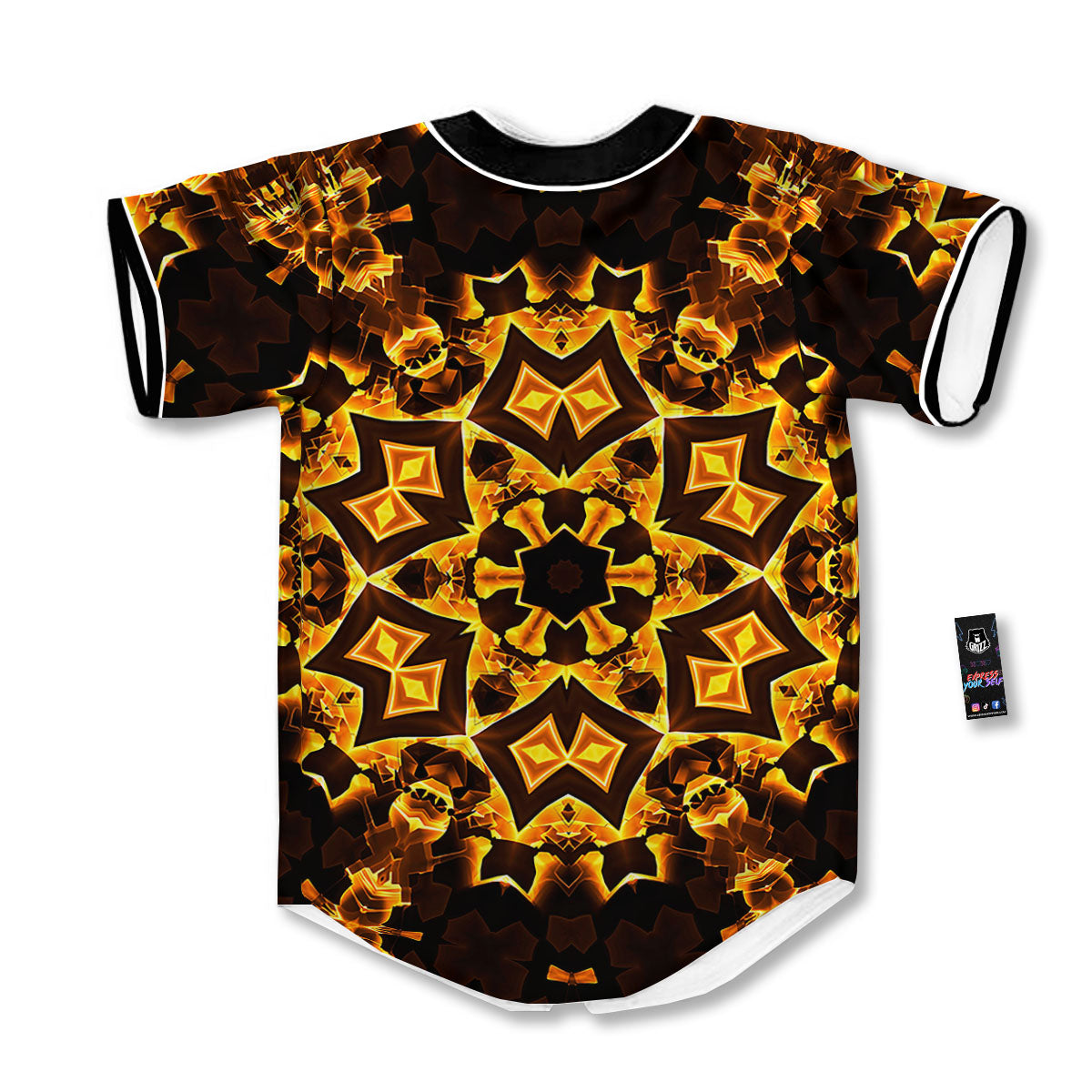Kaleidoscope Lights Gold Print Baseball Jersey-grizzshop