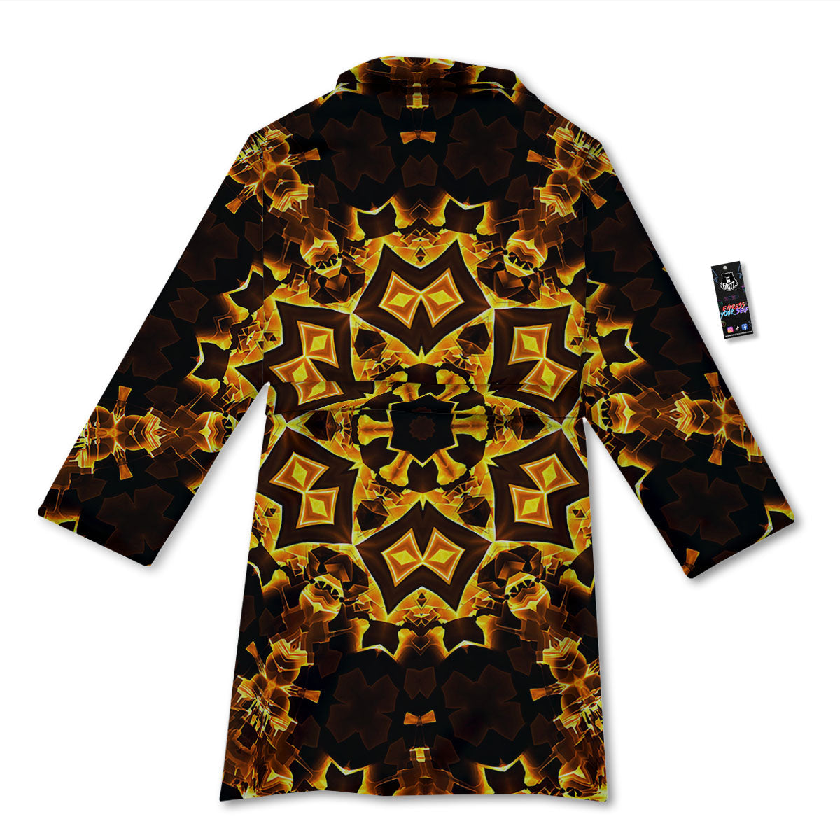 Kaleidoscope Lights Gold Print Bathrobe-grizzshop