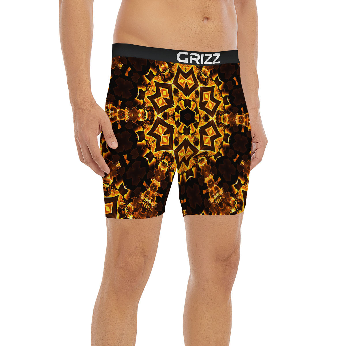 Kaleidoscope Lights Gold Print Boxer Briefs-grizzshop