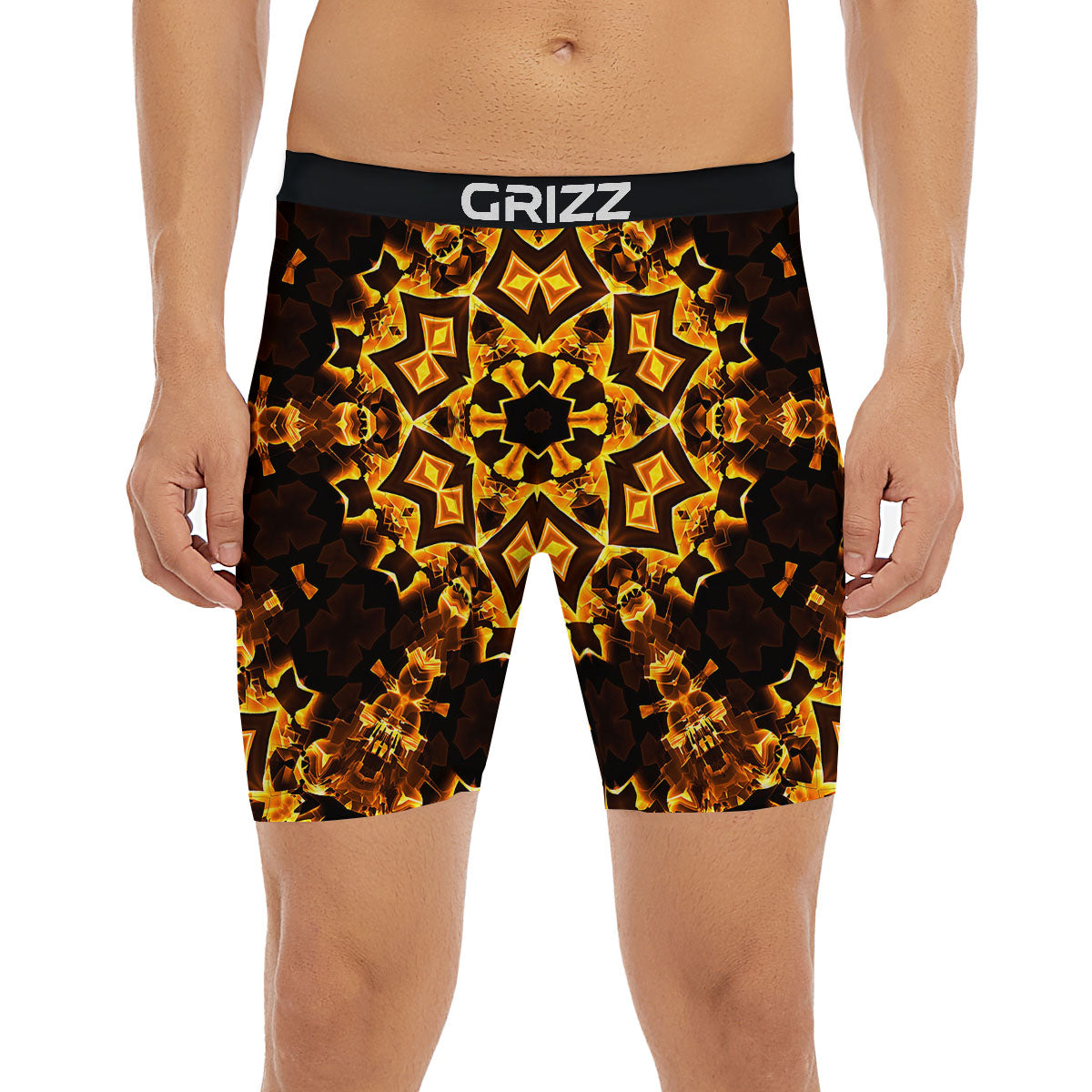 Kaleidoscope Lights Gold Print Boxer Briefs-grizzshop