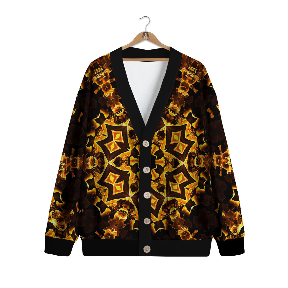 Kaleidoscope Lights Gold Print Cardigan-grizzshop