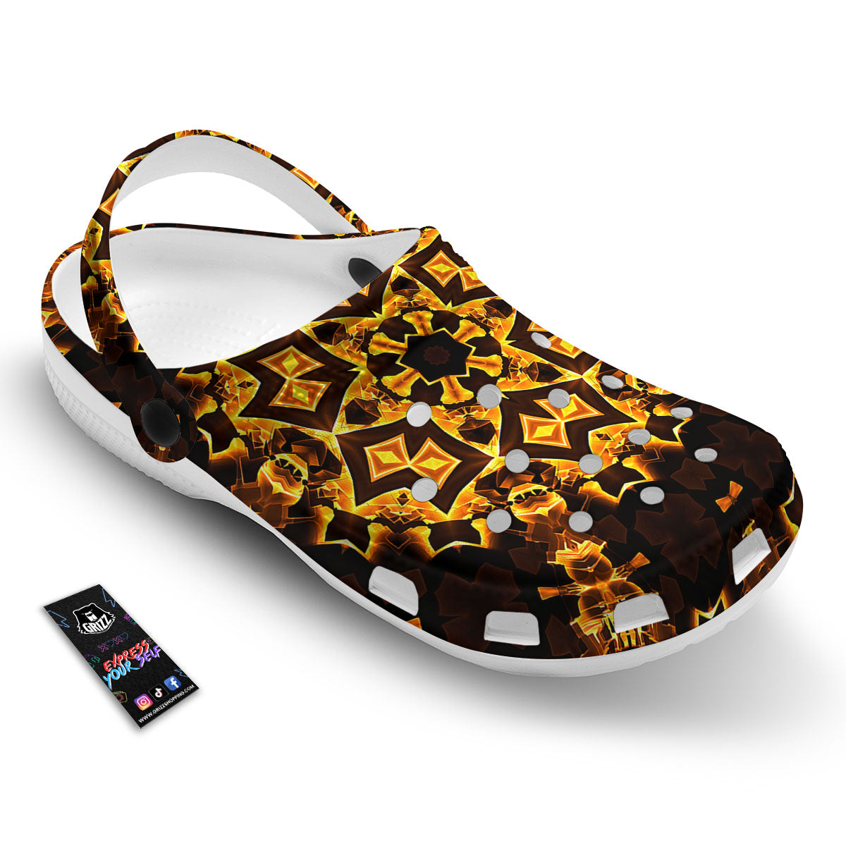 Kaleidoscope Lights Gold Print Clog-grizzshop