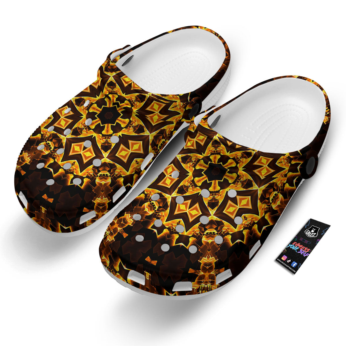 Kaleidoscope Lights Gold Print Clog-grizzshop
