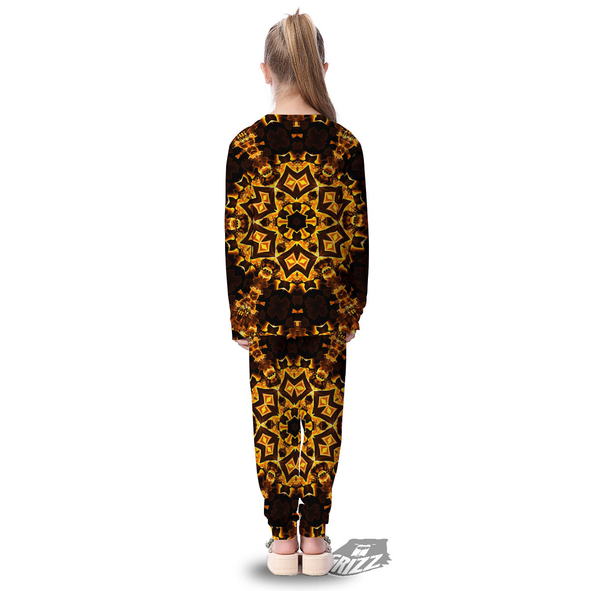 Kaleidoscope Lights Gold Print Kid's Pajamas-grizzshop