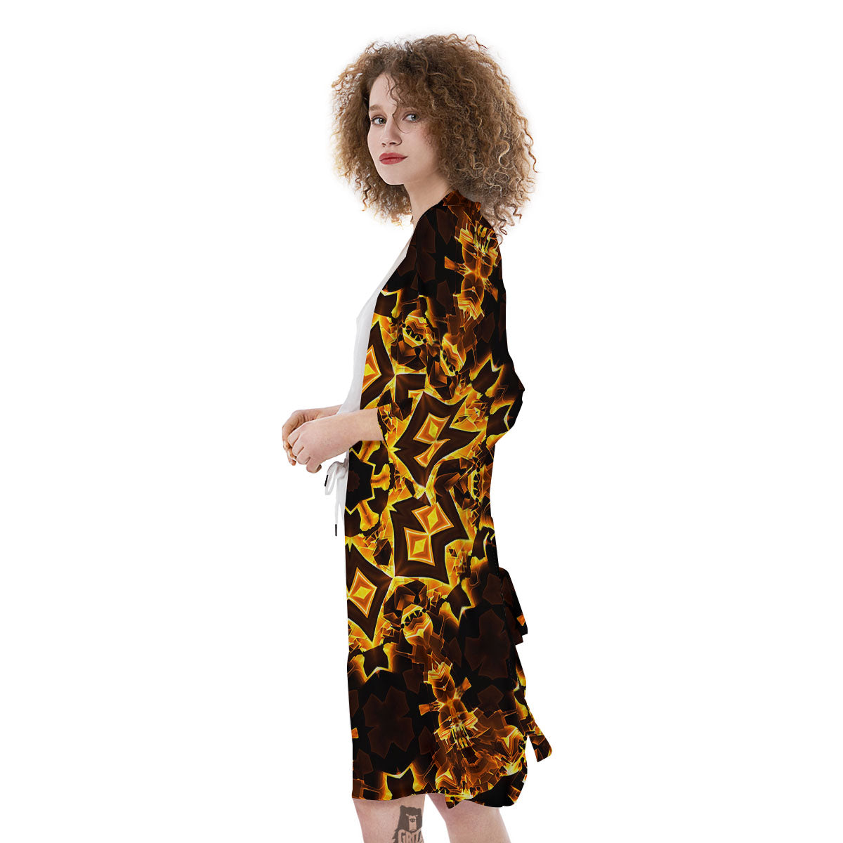 Kaleidoscope Lights Gold Print Kimono-grizzshop