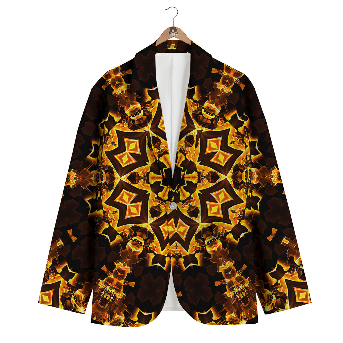 Kaleidoscope Lights Gold Print Men's Blazer-grizzshop
