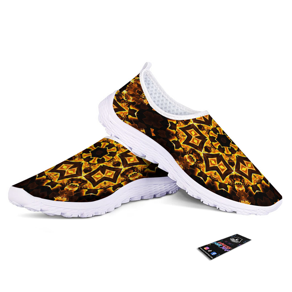 Kaleidoscope Lights Gold Print Nurse Shoes-grizzshop