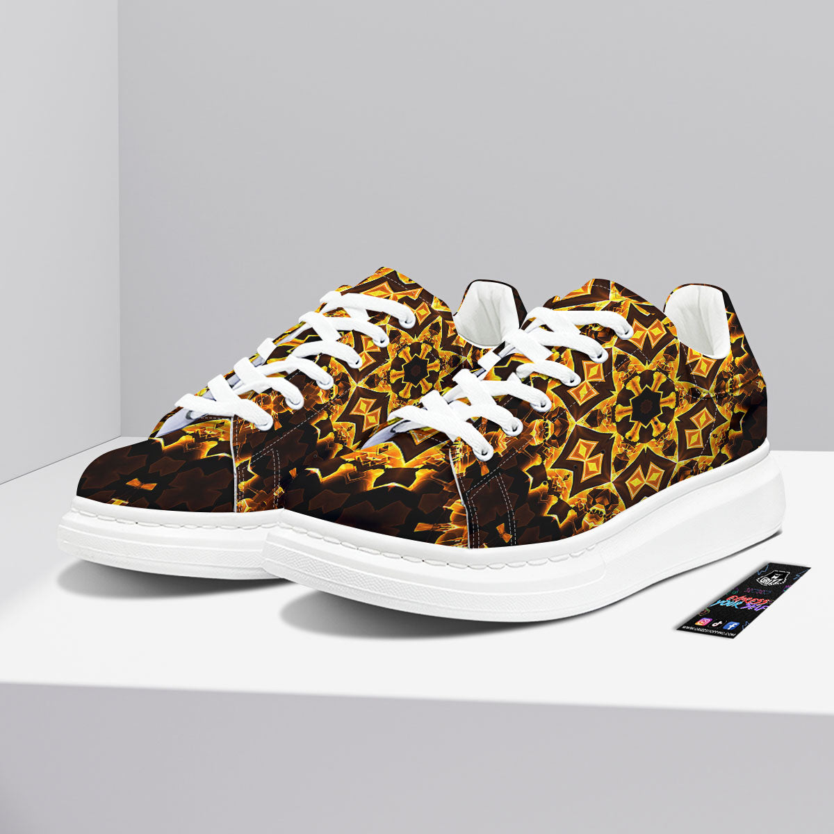 Kaleidoscope Lights Gold Print Platform Shoes-grizzshop