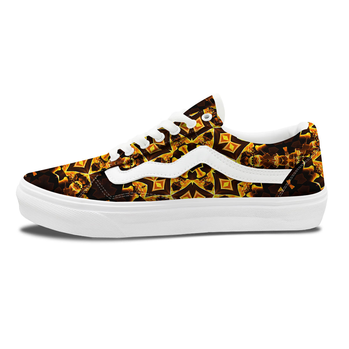 Kaleidoscope Lights Gold Print Skate Shoes-grizzshop