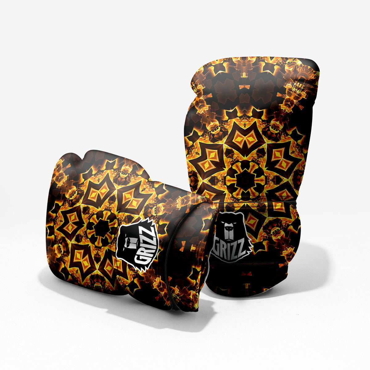 Kaleidoscope Lights Gold Print Pro Boxing Glove