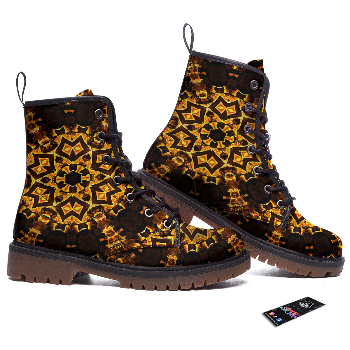 Kaleidoscope Lights Gold Print Work Boots-grizzshop