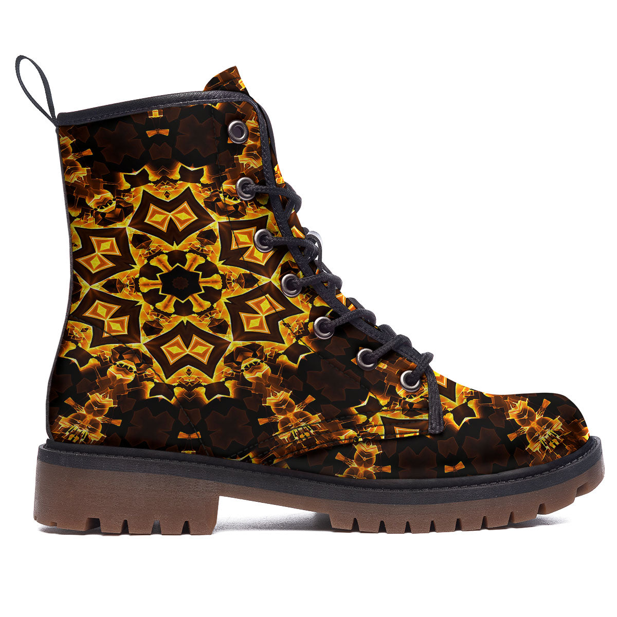 Kaleidoscope Lights Gold Print Work Boots-grizzshop