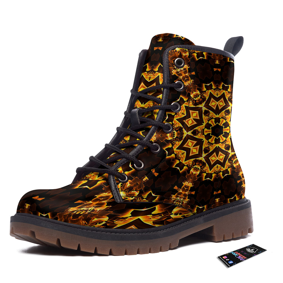 Kaleidoscope Lights Gold Print Work Boots-grizzshop