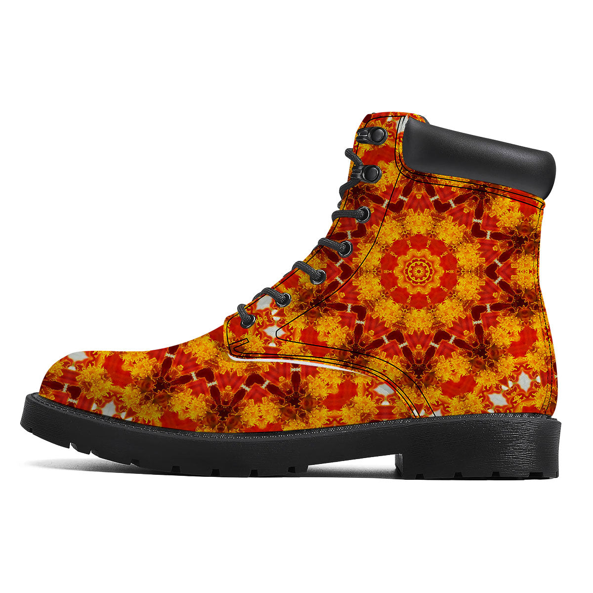 Kaleidoscope Orange Print Boots-grizzshop