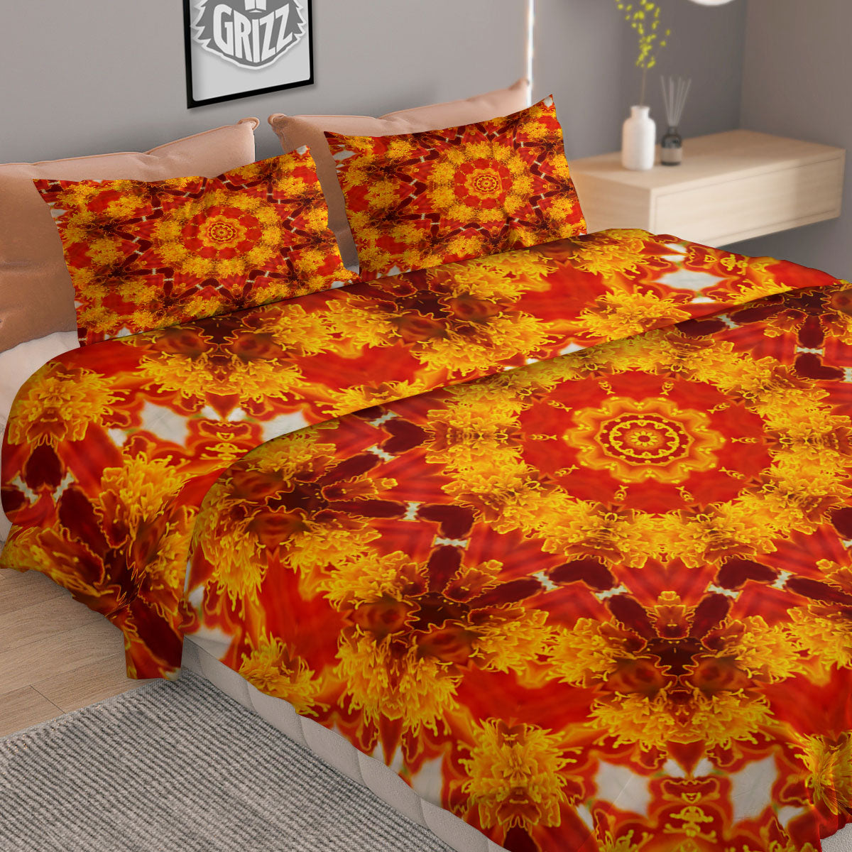 Kaleidoscope Orange Print Duvet Cover Bedding Set