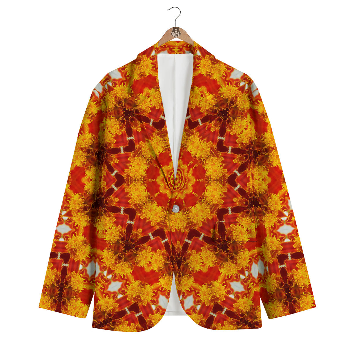 Kaleidoscope Orange Print Men's Blazer-grizzshop