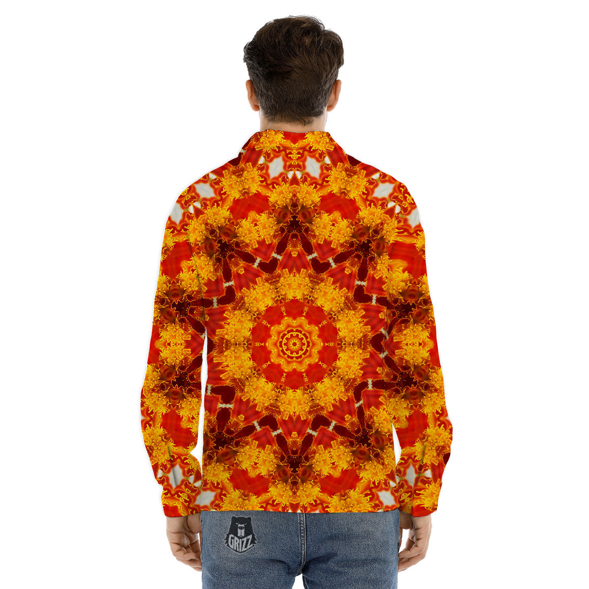 Kaleidoscope Orange Print Men's Dress Shirts-grizzshop