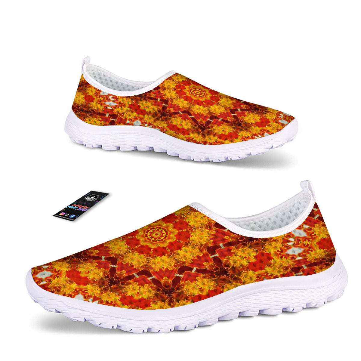 Kaleidoscope Orange Print Nurse Shoes-grizzshop