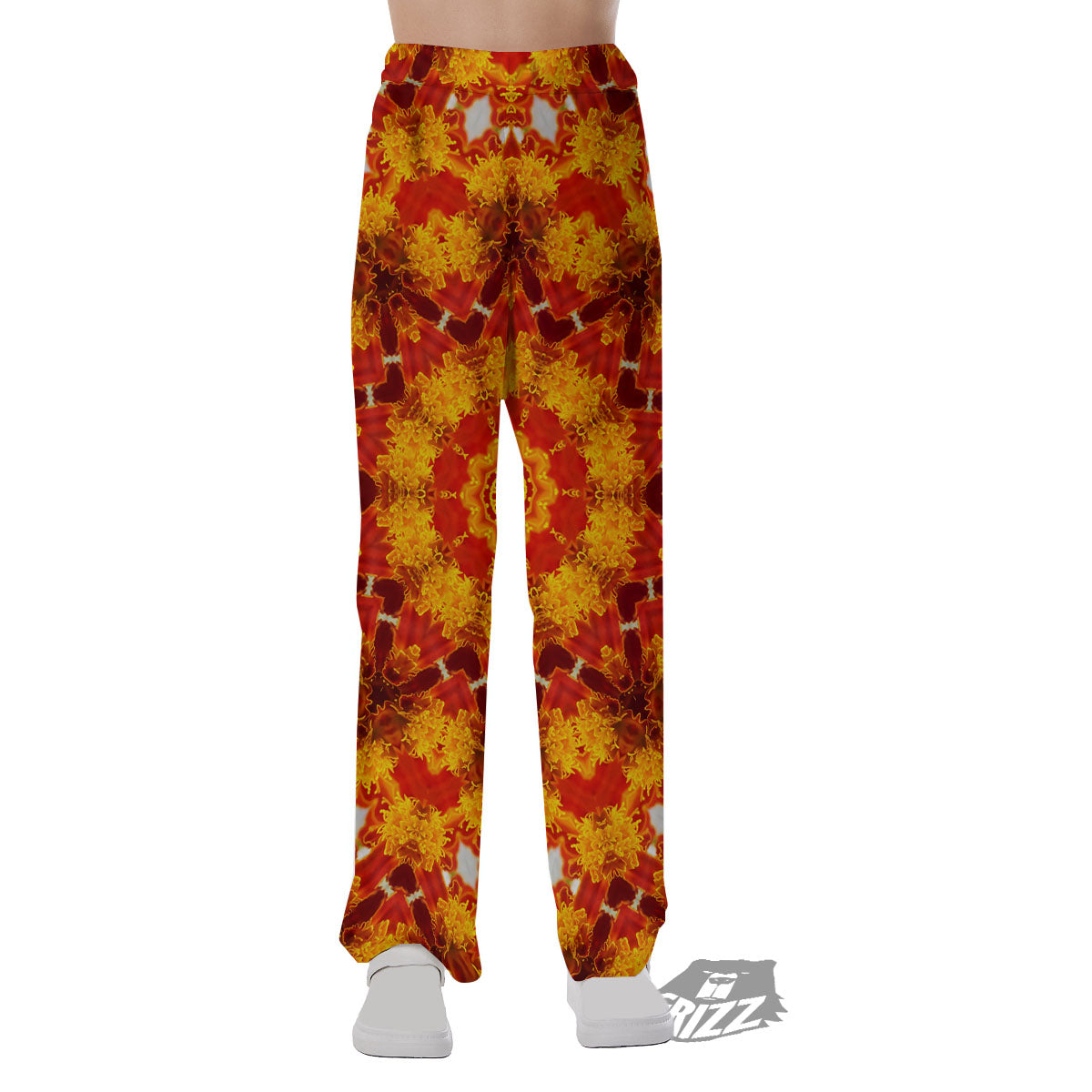 Kaleidoscope Orange Print Pajama Pants-grizzshop