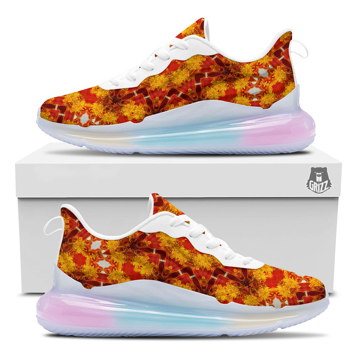 Kaleidoscope Orange Print Running Sneakers-grizzshop