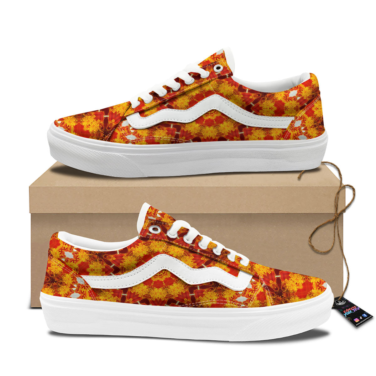 Kaleidoscope Orange Print Skate Shoes-grizzshop