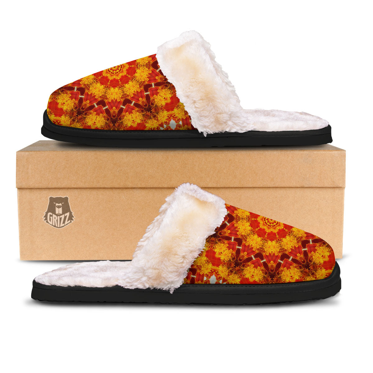 Kaleidoscope Orange Print Slippers-grizzshop